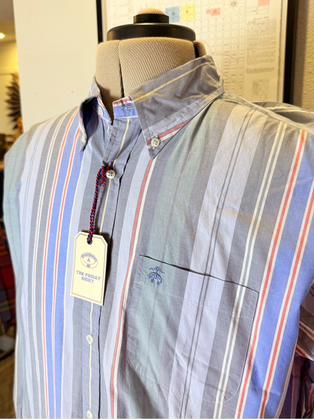 NWT Brooks Brothers Friday Shirt L Pastel Multicolor Stripe Button-Down
